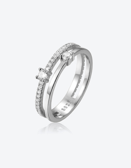 Zircon 925 Sterling Silver Double-Layered Ring