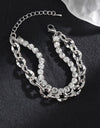 Double-Layered Zircon Decor Alloy Bracelet