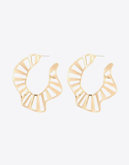 Cutout Zinc Alloy C-Hoop Earrings