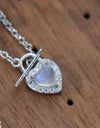 Moonstone Heart Lock Pendant Necklace