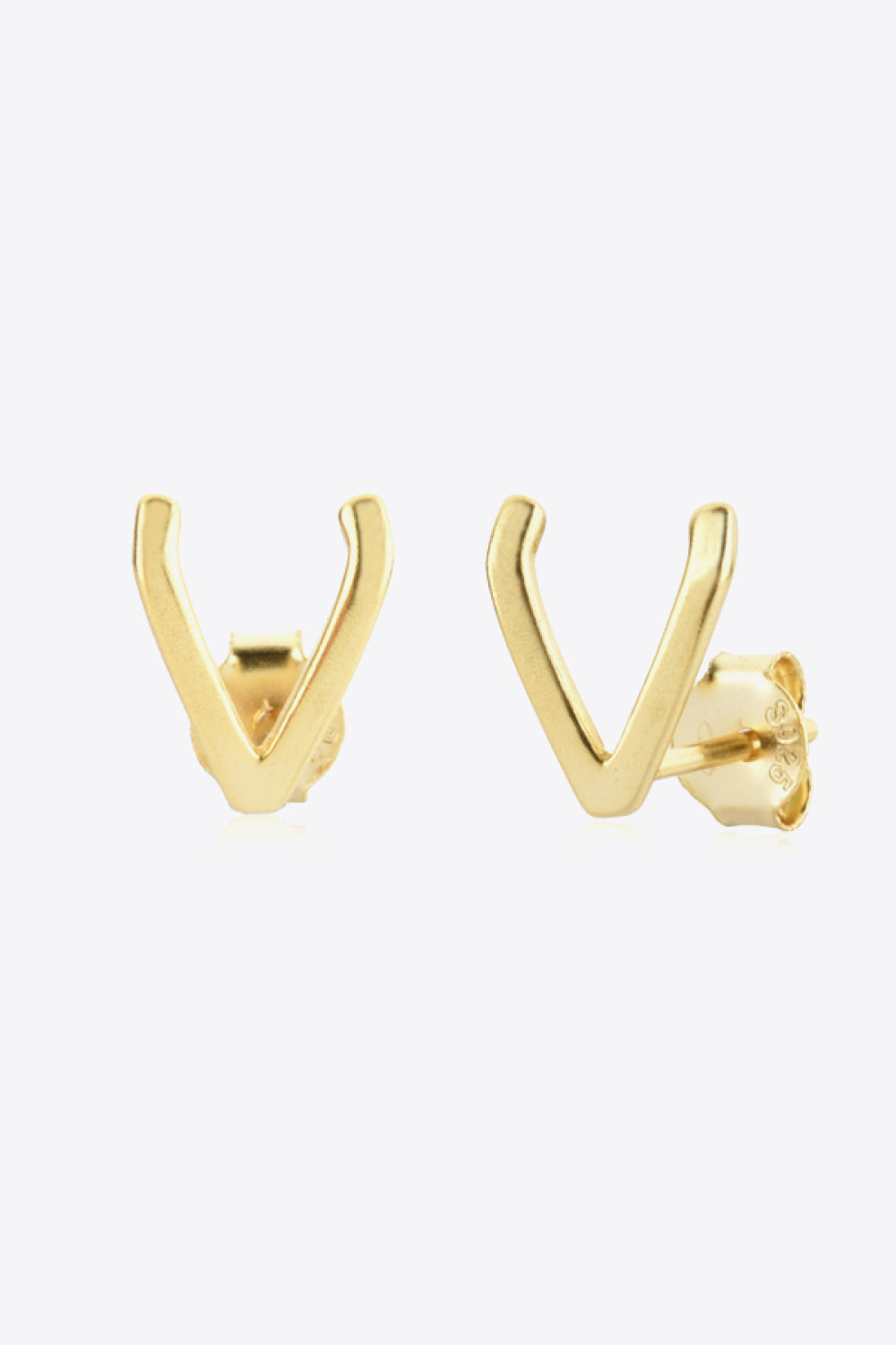 Zircon Letter V Stud Earrings