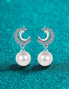 Moissanite Pearl Drop Earrings