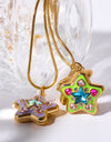 Rhinestone Decor Star Box Pendant Necklace