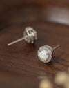 Opal 4-Prong Round Stud Earrings