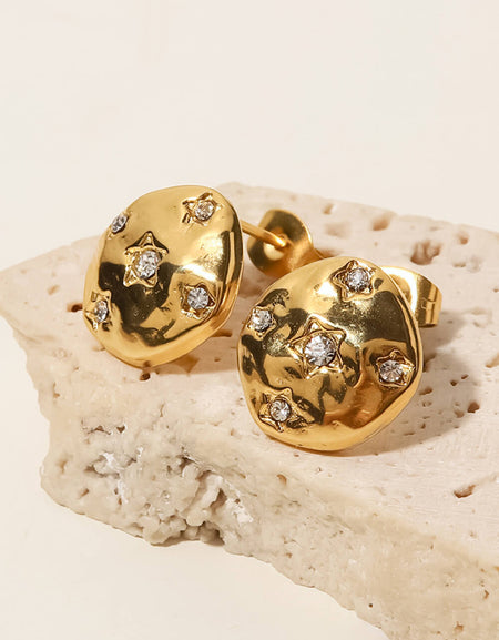 18K Gold-Plated Cubic Zirconia Stud Earrings