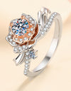 925 Sterling Silver Rose-Shaped Moissanite Ring