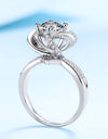 2 Carat Moissanite Floral Platinum-Plated Ring