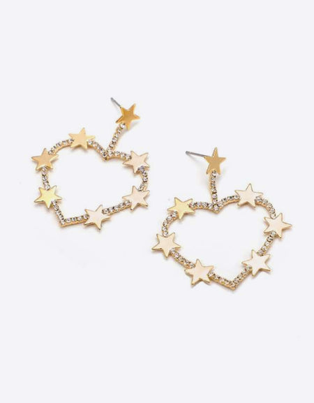 Star Zircon Heart-Shaped Earrings