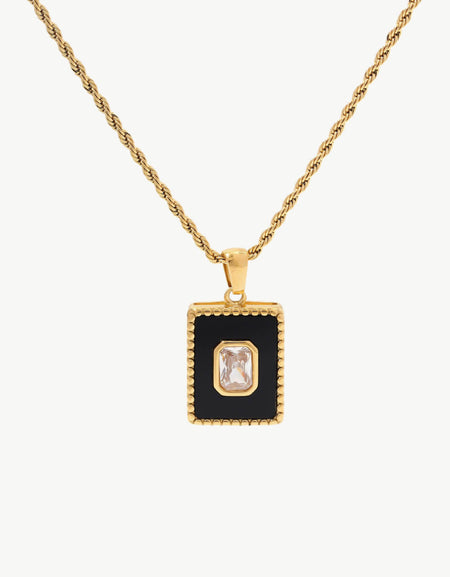 Square Pendant Twisted Chain Necklace