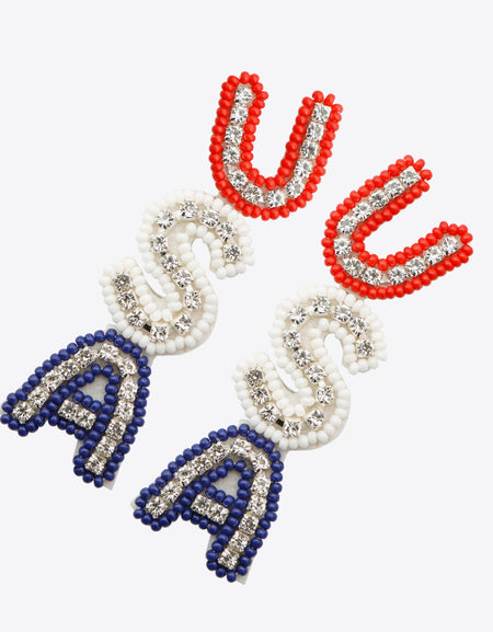 USA Beaded Zircon Decor Earrings