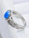 2-Piece 925 Sterling Silver Opal Ring Set