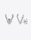 Zircon Letter V Stud Earrings