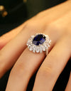 5 Carat Lab-Grown Sapphire Flower Shape Ring