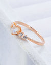 Natural Moonstone and Zircon 18K Rose Gold-Plated Ring