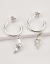 925 Sterling Silver C-Hoop Gun Drop Earrings