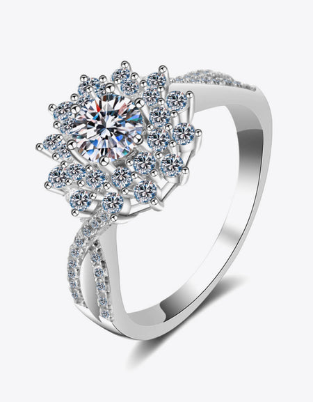 Moissanite Flower-Shape Split Shank Ring