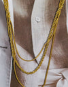 Stainless Steel 18K Gold Pleated Triple Layer Necklace