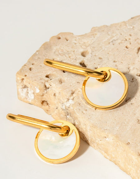 Copper White Mother-Of-Pearl Drop Earrings