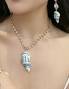 Conch Pendant Rhinestone Necklace