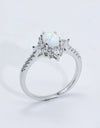 Platinum-Plated Opal and Zircon Ring