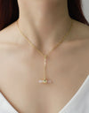 Gold-Plated Bar Pendant OT Chain Necklace