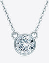 925 Sterling Silver 1 Carat Moissanite Round Pendant Necklace