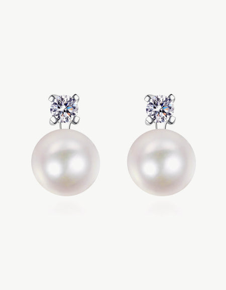 Moissanite Pearl Stud Earrings