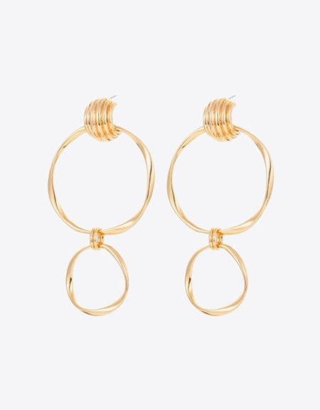 Double Hoop Zinc Alloy Drop Earrings