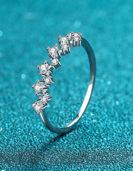 Moissanite Rhodium-Plated Half-Eternity Ring