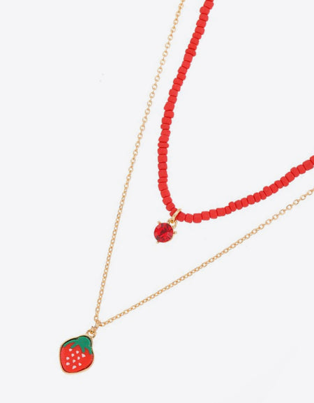 Fruit Pendant Double-Layered Necklace