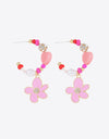 Flower C-Hoop Drop Earrings