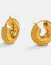 18K Gold-Plated Copper Ribbed Hoop Earrings