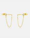 Inlaid Zircon Long Chain Stud Earrings