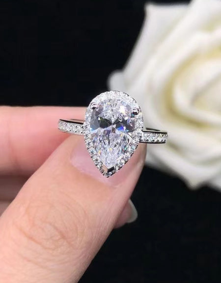 2 Carat Moissanite Teardrop Cluster Ring