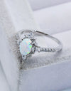 Platinum-Plated Opal and Zircon Ring