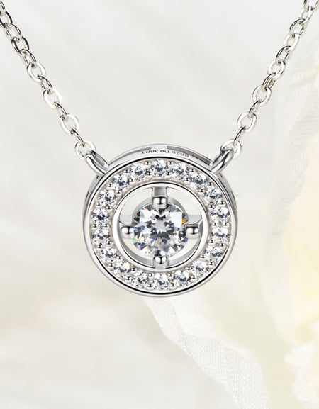 925 Sterling Silver Moissanite Geometric Pendant Necklace