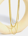 Stainless Steel 18K Gold Pleated Triple Layer Necklace