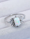 925 Sterling Silver Zircon and Opal Ring