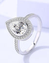 925 Sterling Silver Teardrop Moissanite Ring