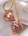 Rhinestone Decor Heart Box Pendant Necklace