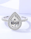 925 Sterling Silver Teardrop Moissanite Ring