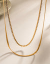 Double-Layered Inlaid Zircon Stainless Steel Necklace