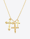 Inlaid Zircon Cross Pendant Necklace