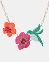 Flower & Bird Rhinestone Decor Necklace