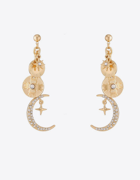 Rhinestone Moon Dangle Earrings