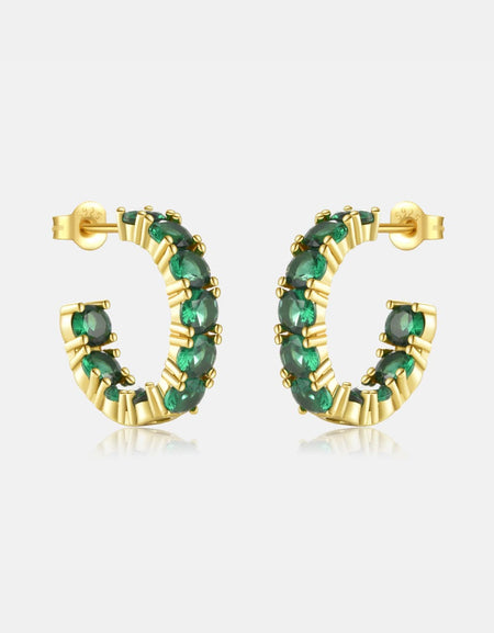 Inlaid Zircon C-Hoop Earrings