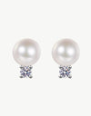 Moissanite Pearl Stud Earrings