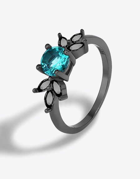 Paraiba Blue Zircon Leaf Ring