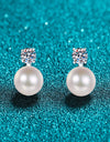 Moissanite Pearl Stud Earrings