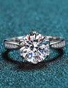 3 Carat Moissanite Rhodium-Plated Side Stone Ring